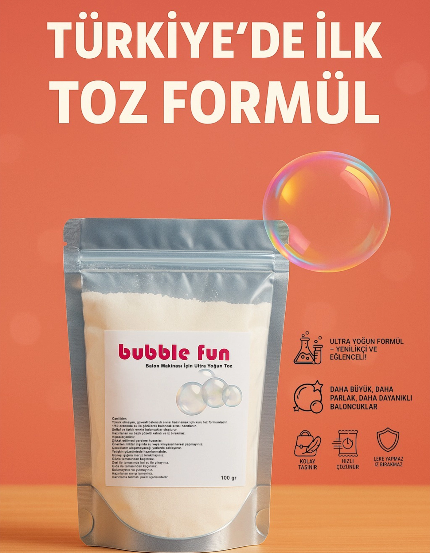 Bubble Fun | Ultra Yoğun Baloncuk Sıvısı Tozu 100 g